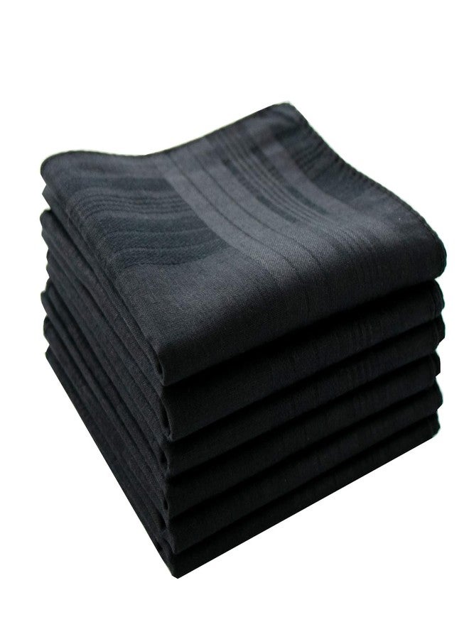 CoCoUSM Men's Handkerchiefs 100% Cotton Solid Black Hankies Set 6 PCS - Image 1
